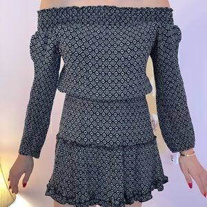 Off the shoulder black and white dress